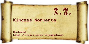 Kincses Norberta névjegykártya